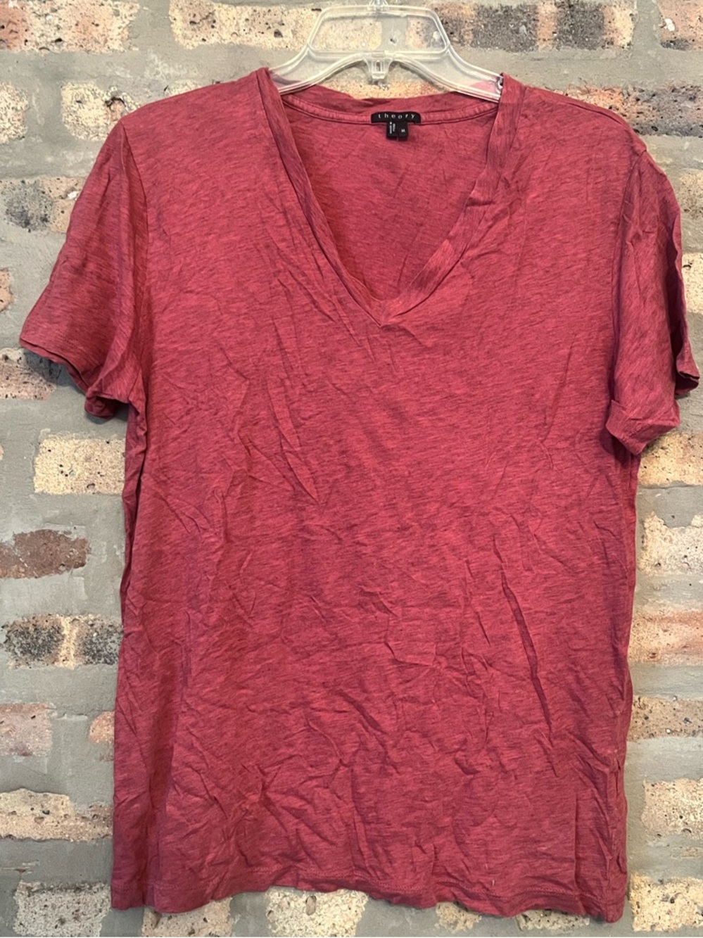 Theory Heathered Rose V-Neck Short Sleeve Tee